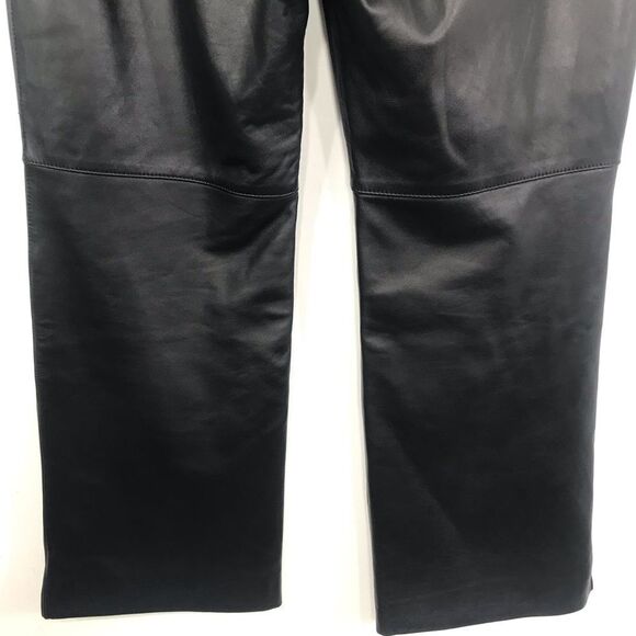 St. John Sport Black 100% Leather Straight Leg Zip Pocket Ankle Pants - Picture 9 of 16